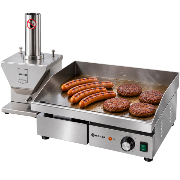 Grillplatte und Wurstschneider